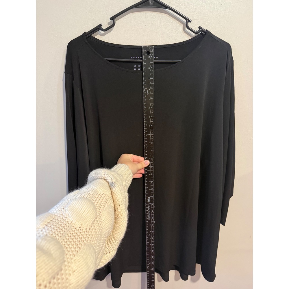 Susan Graver Modern Essentials Black Liquid Knit Tunic Top 3XP 3X Petite 3/4 - Picture 5 of 7